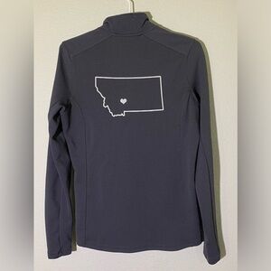 LOVE MONTANA Pullover Quarter Zip Mock-neck with Thumb Holes, Grey Medium 8-10